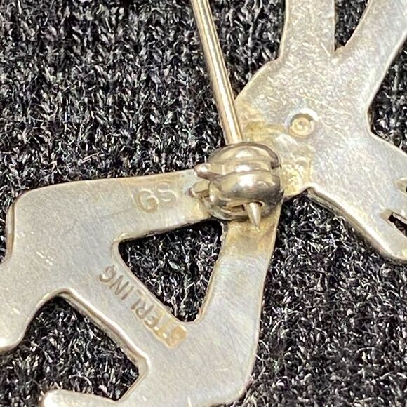 Sterling Navajo Kokopelli brooch pin signed by Glenn Sandoval - Picture 7 of 10